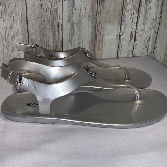 Michael Kors Silver Jelly Thong Sandals Size 6R - Picture 1 of 16
